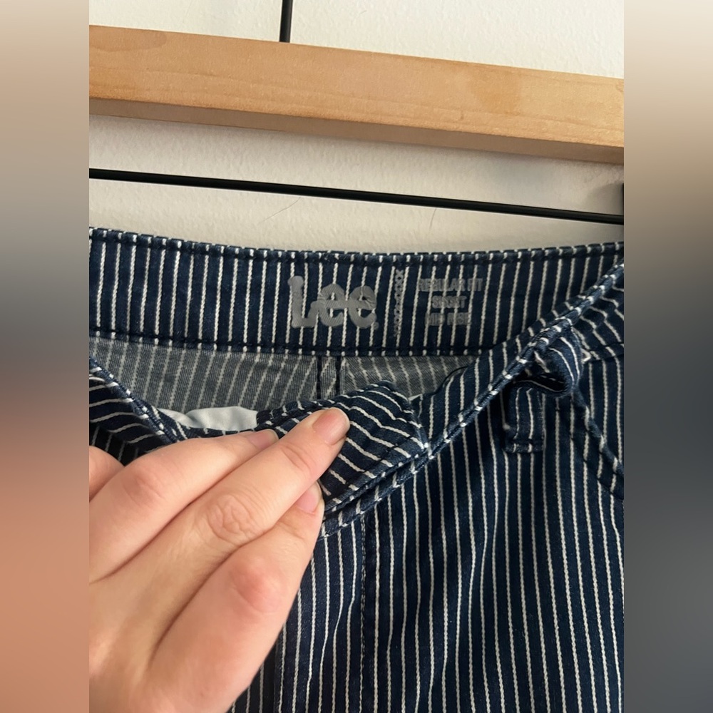 Lee Striped High Rise Shorts Railroad Stripe Size 12 14 Approx - Picture 3 of 4